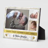 Grootpa First Vaderdag 3 Fotomarmer en Gold Fotoplaat (Zijkant)