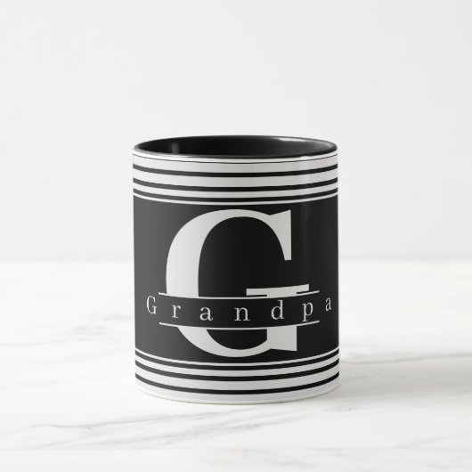 Grootpa Persoonlijke Monogram zwarte & witte Mok (Midden)