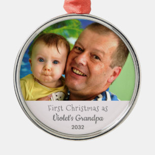 Grootpa's eerste kerstfeest Persoonlijke foto naam Metalen Ornament