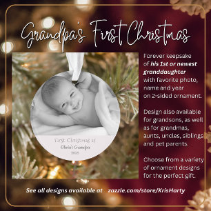 Grootpa's eerste kerstfeest Persoonlijke foto naam Ornament