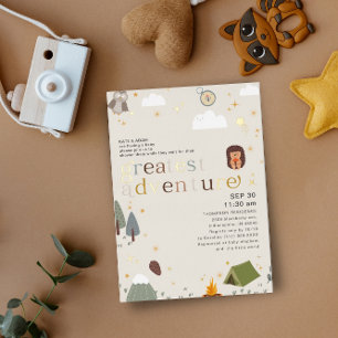 Grootste Avontuur Geslacht Neutrale Baby Shower Go Folie Uitnodiging