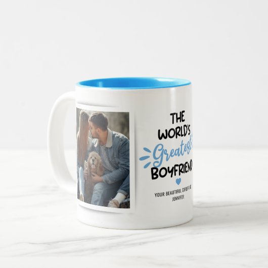Grootste Boyvriend 2 Photo Two-Tone Coffee Mok (Voorkant links)