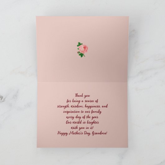 "Grootste grootmoeder" Moederdag Florentijnse Roze Kaart (Binnen)