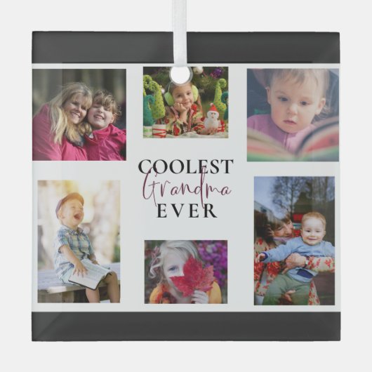 Grootste grootmoeder ooit multi-foto collage Cute  Glas Ornament (Voorkant)