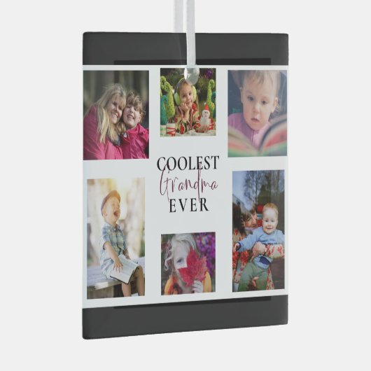 Grootste grootmoeder ooit multi-foto collage Cute  Glas Ornament (Voorkant Rechts)