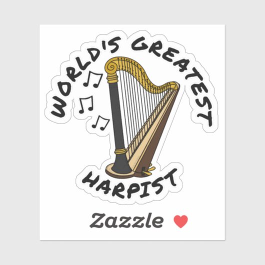 Grootste harpist ter wereld, grappige harpspeler sticker (Vel)