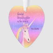 Grootste kleindochter Unicorn - Gepersonaliseerd Ornament (voorkant)