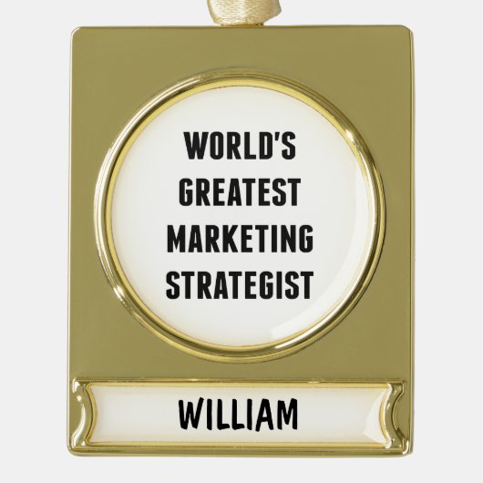 Grootste marketingstrateeg ter wereld verguld banner ornament (Voorkant)