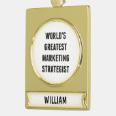 Grootste marketingstrateeg ter wereld verguld banner ornament (Links)