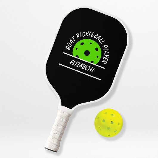Grootste naam Pickleball Player Ball Black Green Paddle