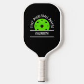 Grootste naam Pickleball Player Ball Black Green Paddle (Achterkant)