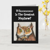 Grootste neef verjaardag Funny Uil Wildlife Kaart (Gele Bloem)