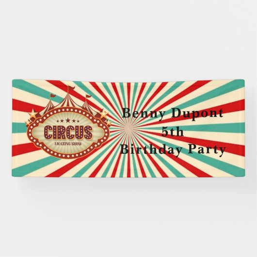 Grootste Show op Earth Circus Kids Verjaardagsfees Spandoek (Horizontaal)