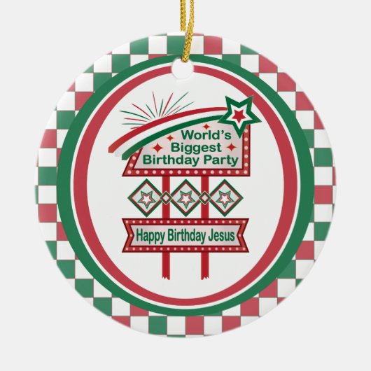 Grootste verjaardagsfeesttent ter wereld keramisch ornament (Voorkant)