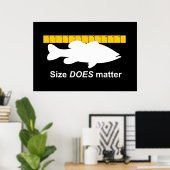 "Grootte doet er toe" - Funny basvisserij Poster (Thuiskantoor)
