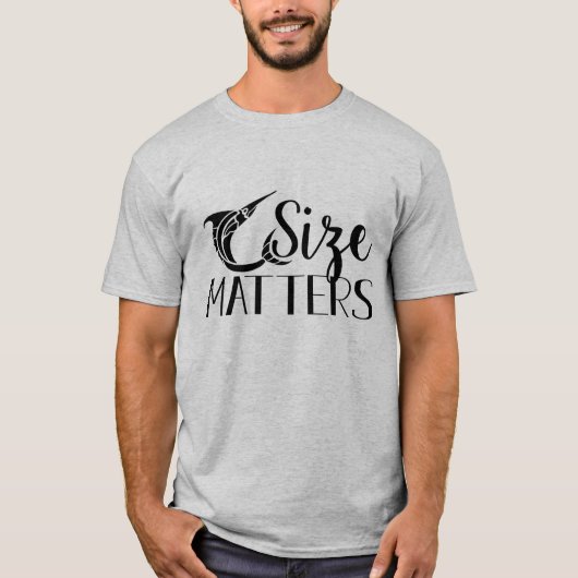 Grootte is belangrijk Modern zwart tekstontwerp T-shirt (Voorkant)