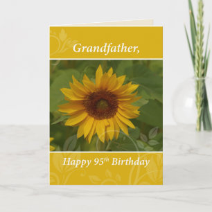 Grootvader 95th Birthday met zonnebloem Kaart