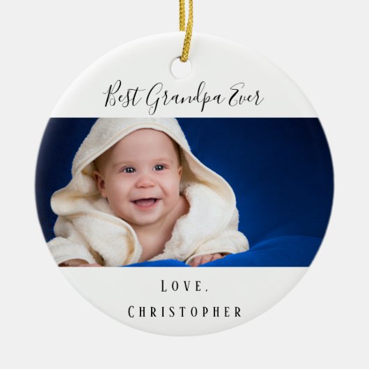 Grootvader baby witte foto keramisch ornament (Voorkant)