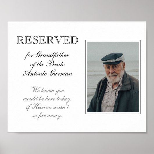 Grootvader van de bruid herdenkingsfoto bruiloft poster (Voorkant)