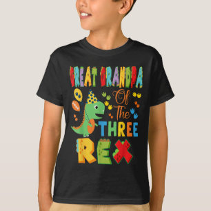 Grootvader van de drie Rex 3e Bday Boy Dinosa T-shirt
