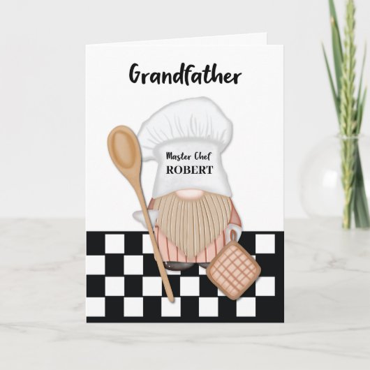 Grootvader Verjaardag Whimsical Gnome Chef Cooking Kaart (Voorkant)