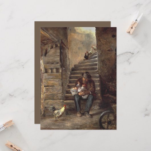 Grootvader zorgt voor zijn kleinzoon kaart (Voorkant / Achterkant in situ)