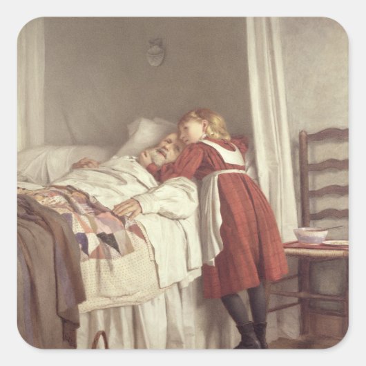 Grootvaders kleine zuster vierkante sticker (Voorkant)