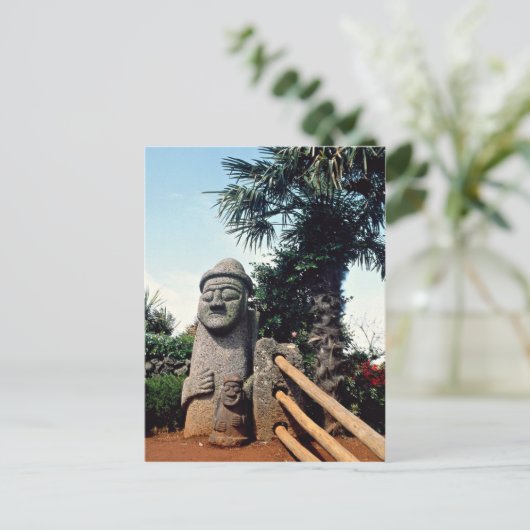 Grootvaders standbeeld, Cheju-do Island, Zuid-Kore Briefkaart (Staand voorkant)