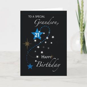 Grootzoon 21ste verjaardag Star Inspirerend Black Kaart