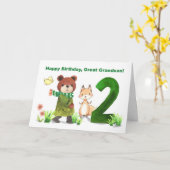 Grootzoon 2e verjaardag Beer en Fox Large Two Kaart (Gele Bloem)