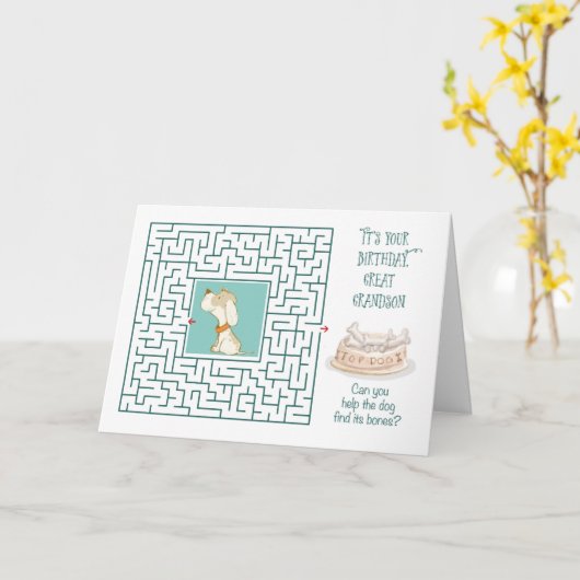 Grootzoon Amathday Puzzle Maze Dog Kaart (Gele Bloem)