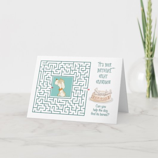 Grootzoon Amathday Puzzle Maze Dog Kaart (Voorkant)