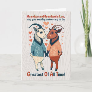 Grootzoon en echtgenoot Goats Gay Wedding Jubileum Kaart