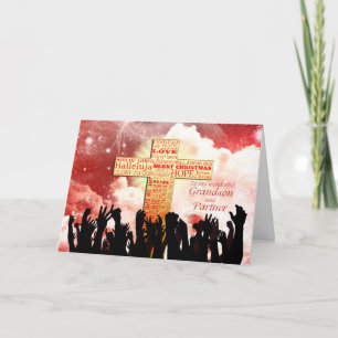 Grootzoon en partner, een Christelijk kerstfeest Feestdagen Kaart