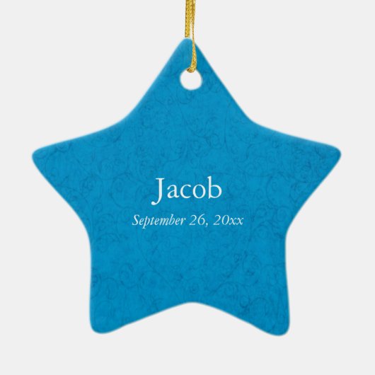 Grootzoon First CommunBlue, Tarwe, Grapes Keramisch Ornament (Achterkant)