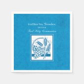 Grootzoon First CommunBlue, Tarwe, Grapes Servetten (Voorkant)