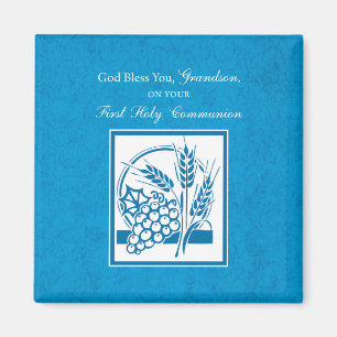 Grootzoon First Communion Blue, Wheat, Grapes Magneet