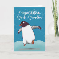 Grootzoon gefeliciteerd Penguin Jumping Joy