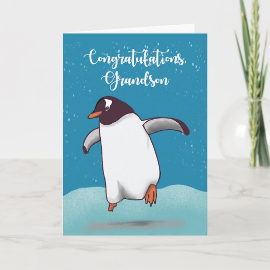 Grootzoon gefeliciteerd Penguin Jumping voor de vr Kaart (Voorkant)