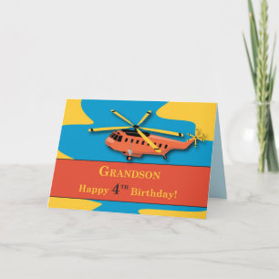 Grootzoon, vierde verjaardag met helikopter kaart