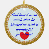 Grootzoon's persoonlijke kerstversiering keramisch ornament (Achterkant)