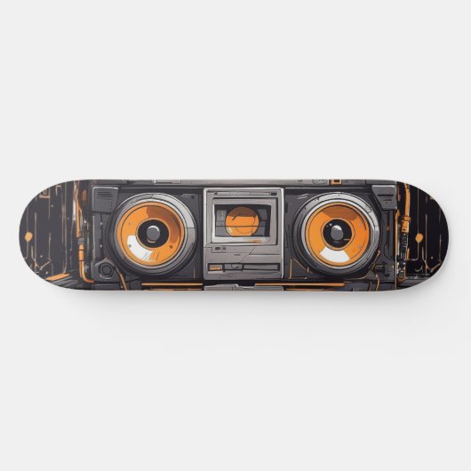 Groove On the Move: Retro Boombox Skateboard (Horizontaal)