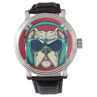 Groove Pup Mannen Vintage Zwart Lederen Strap Horl Horloge
