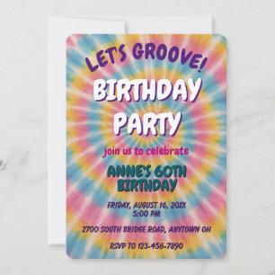 Groove Tie Dye Invitation de fête d'anniversaire