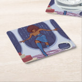 Groove Train Vierkante Kartonnen Onderzetter (Schuin)