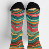 Groove Waves 70s Psychedelic Line Pattern Collecti Sokken (Top)