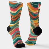 Groove Waves 70s Psychedelic Line Pattern Collecti Sokken (Gebogen)