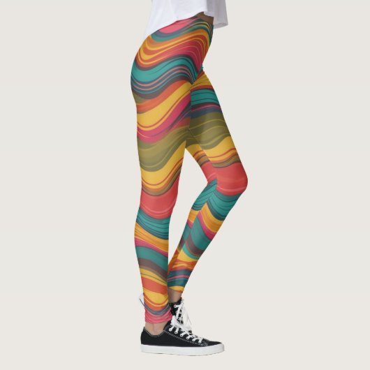 Groove Waves 70s Psychedelic Line Pattern Leggings (Rechts)