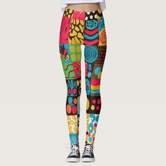 Groove Waves 70s Psychedelic Line Pattern Leggings (Voorkant)