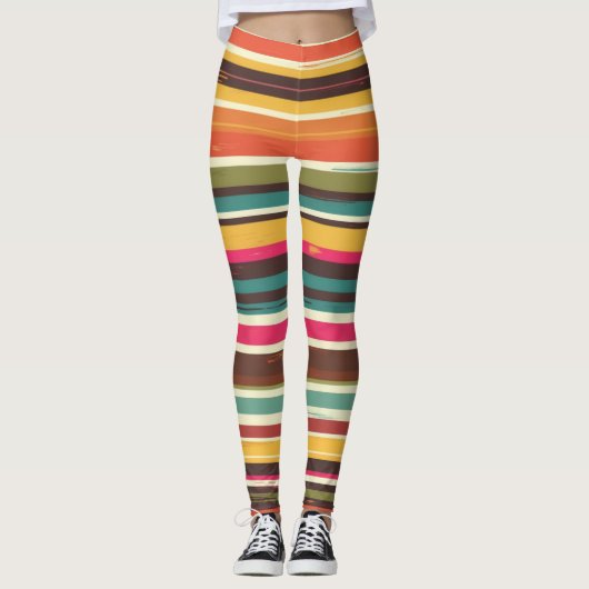 Groove Waves 70s Psychedelic Line Pattern Leggings (Voorkant)